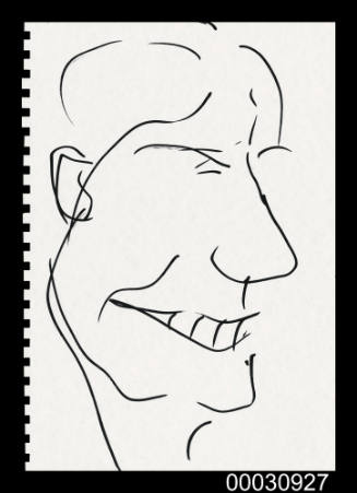 Three of twelve preliminary drawings for the portrait of Mark Occilupo