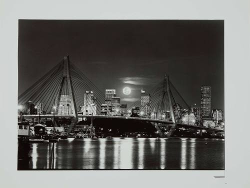 Glebe Island (ANZAC) bridge with rising full moon