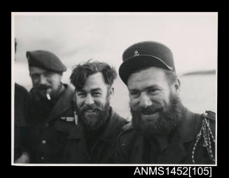 George Delahoy and two French Army personnel at Kerguelen Island