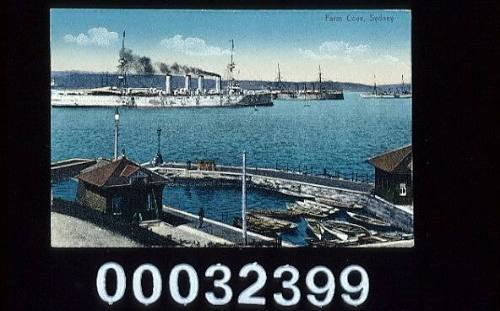 Three white ships at Farm Cove, Sydney