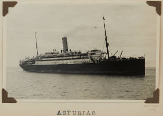 Photograph of  ASTURIAS depicting bow and starboard side of passenger ship