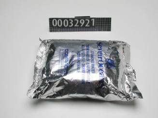Packet of seven oceans drinking water from a life raft emergency pack