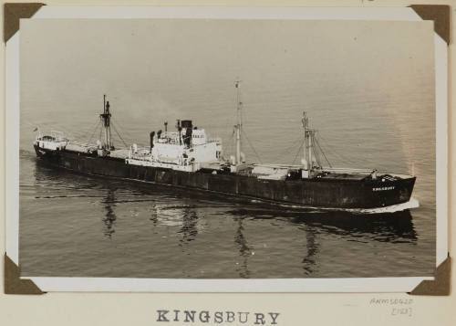 Photograph of  KINGSBURY depicting bow and starboard side of cargo ship