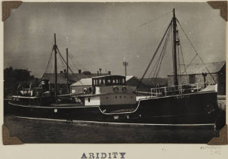 Photograph of  ARIDITY depicting bow and starboard side of small cargo ship