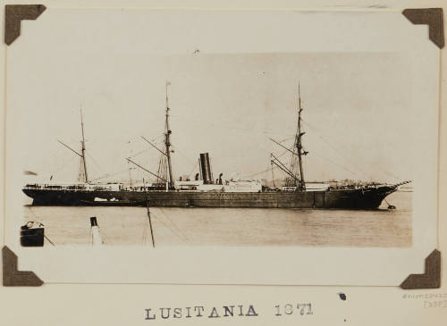 Photograph of  LUSITANIA depicting starboard side of passenger/cargo ship