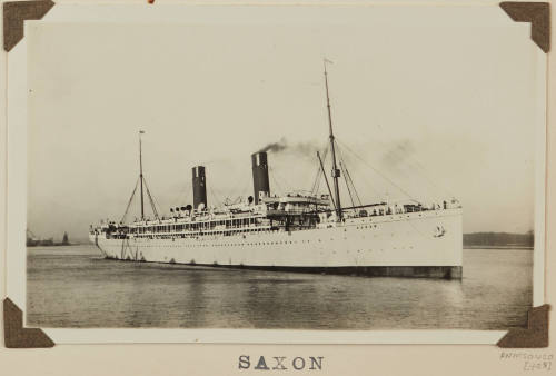 Photograph of  SAXON depicting bow and starboard side of passenger ship