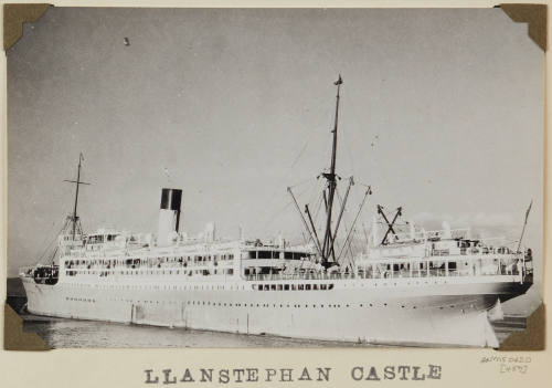 Photograph of  LLANSTEPHAN CASTLE depicting stern and port side of passenger ship