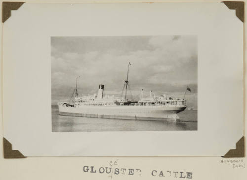 Photograph of  GLOUCESTER CASTLE depicting stern and port side of cargo/passenger ship