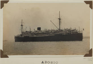 Photograph of  ABOSSO depicting stern and port side of passenger ship under way at sea