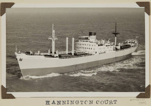 Photograph  HANNINGTON COURT depicting port side of cargo ship  under way at sea