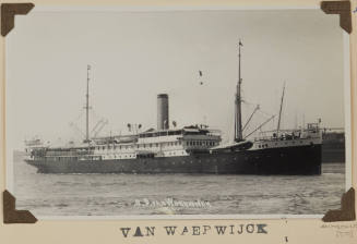Photograph  VAN  WAERWIJCK depicting  starboard side view of cargo/ passenger  ship under way in harbour