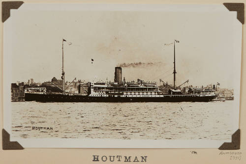 Photograph  HOUTMAN depicting port side view of cargo/ passenger  ship under way in harbour