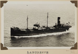 Photograph of LANCRESSE depicting  port side view  of cargo ship under way at sea