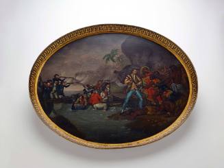 Tea tray with a scene of the death of Captain Cook