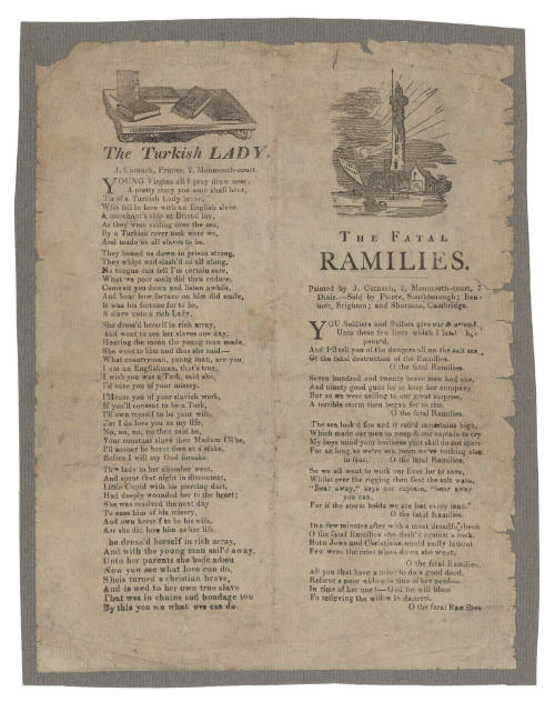Broadsheet featuring the ballads 'The Fatal RAMILIES' and 'The Turkish Lady'