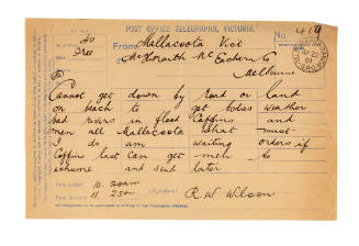 Telegram about the retrieval of bodies of crew from SS FEDERAL