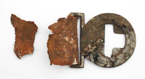 Buckle and part of belt recovered from the wreck of the DUNBAR