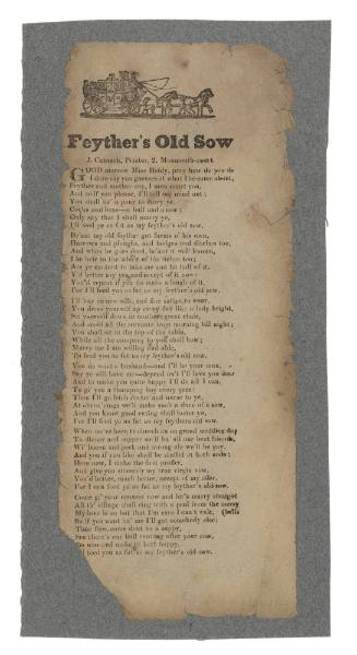 Broadsheet ballad titled 'Feyther's old Sow'.