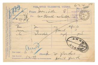Telegram requesting information about the fate of the SS FEDERAL