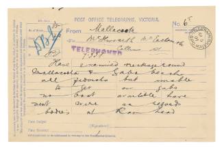 Telegram regarding bodies and wreckage from SS FEDERAL