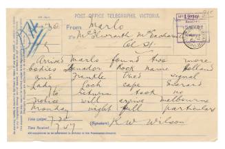 Telegram relating to the loss of SS FEDERAL