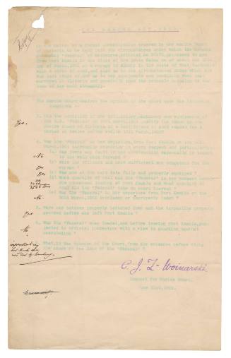Copy of Marine Board of Victoria’s Enquiry into the loss of SS FEDERAL