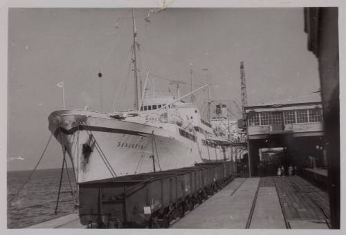 SKAUBRYN at wharf, possibly Bremerhaven, Germany