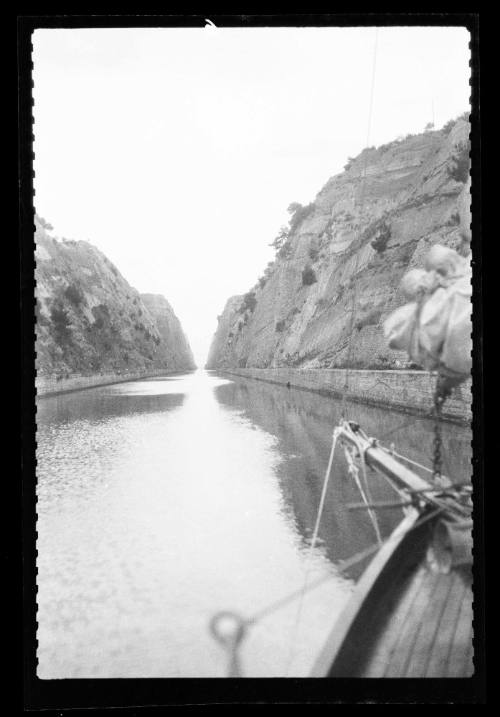 Yacht SIRIUS in the narrow Corinth Canal, Greece