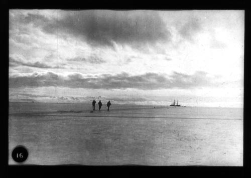 Three men crossing the ice
