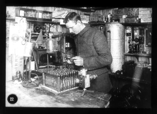 Dr Edward Leicester Atkinson working in the lab