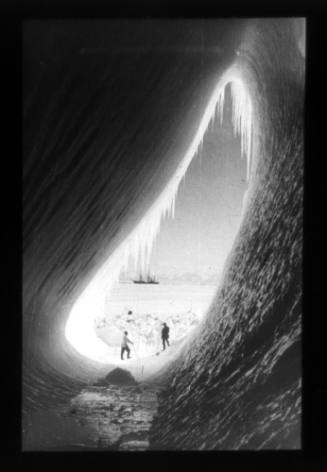 View of  the TERRA NOVA through an ice grotto