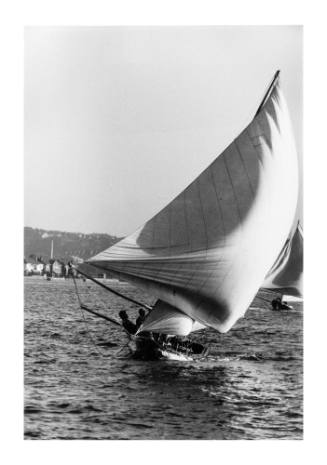 Two 18-foot skiffs racing