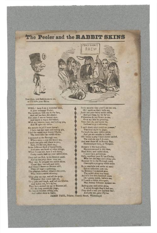 Broadsheet featuring the ballad 'The Peeler and his Rabbit Skins'
