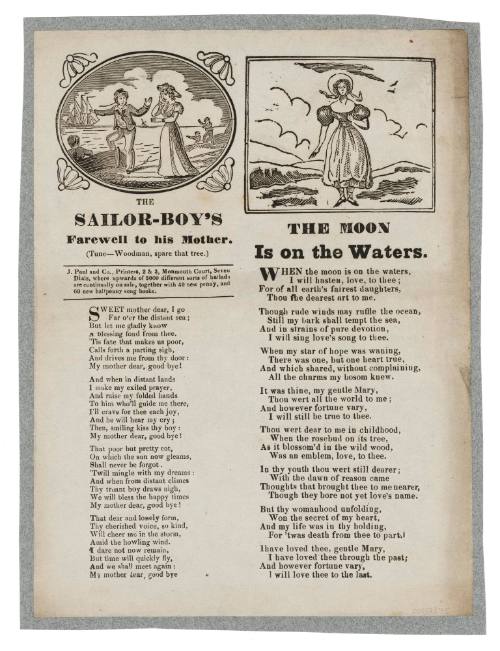 'The Sailor-Boy's farewell to his Mother' and 'The Moon is on the Waters'