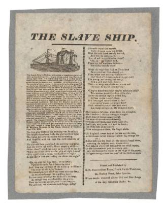 Broadsheet featuring the ballad "The Slave Ship"