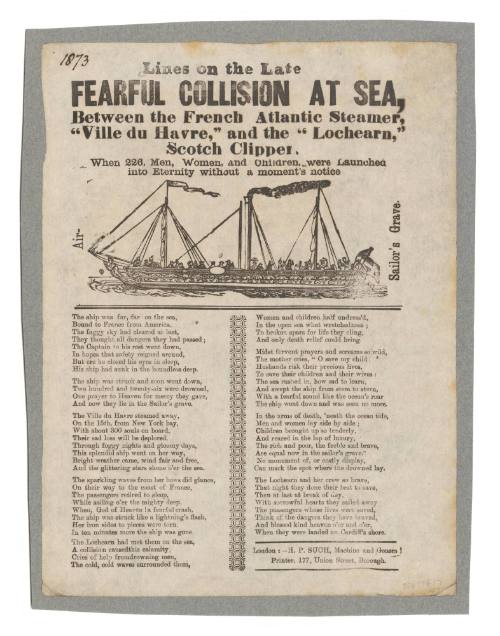 On the late fearful collision at sea, between the French Atlantic steamship, VILLE DU HAVRE, and the LOCH EARN Scotch clipper