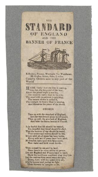 Broadsheet ballad titled 'The Standard Of England And The Banner Of France'