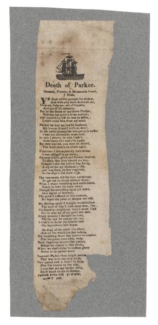 Broadsheet ballad titled 'Death of Parker'