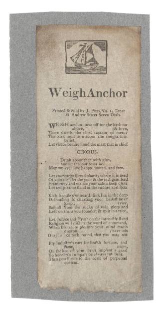 Broadsheet ballad titled 'Weigh Anchor'