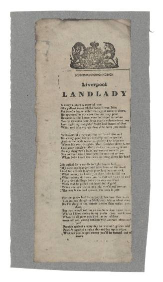 Broadsheet ballad titled 'The Liverpool Landlady'.