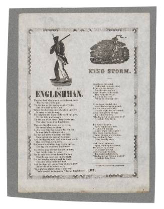Broadsheet featuring the ballads 'King Storm' and 'The Englishman'.