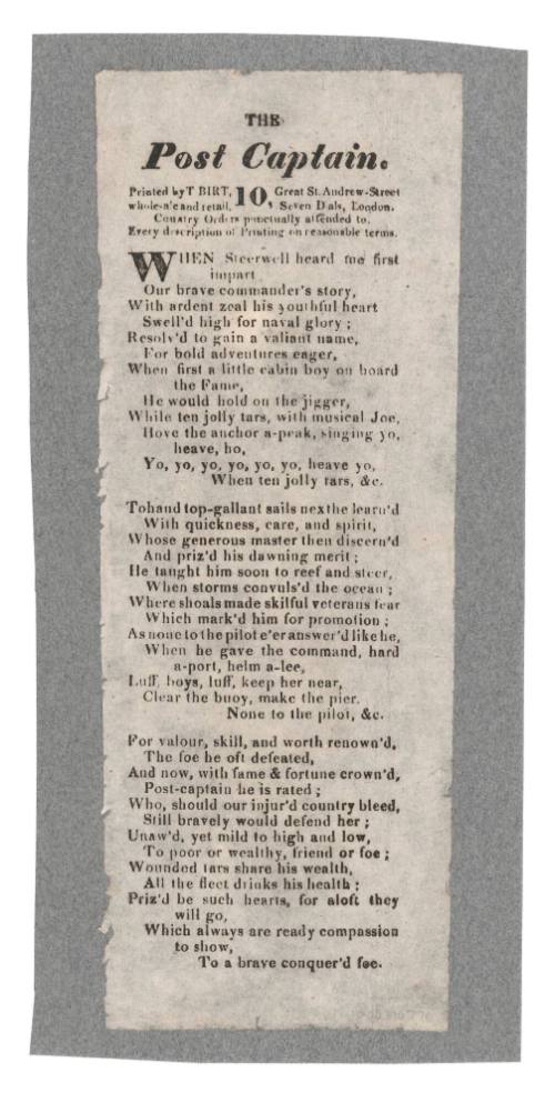 Broadsheet ballad titled 'The Post Captain'.