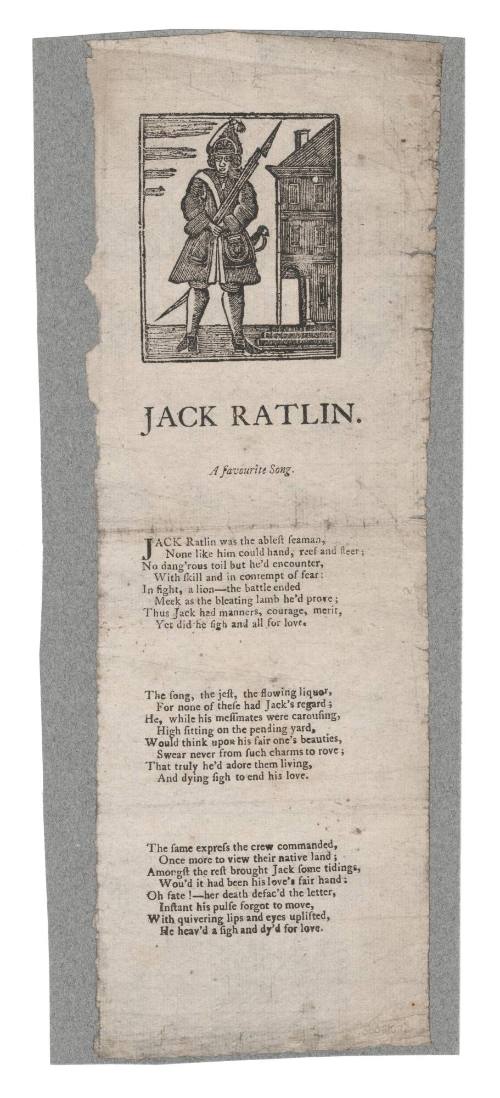 A broadsheet ballad titled 'Jack Ratlin'.