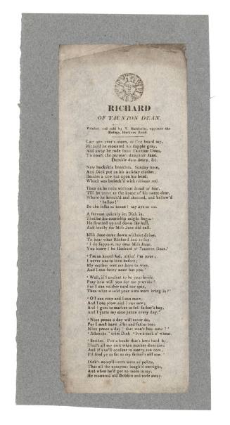 Broadsheet ballad titled 'Richard of Taunton Dean'.