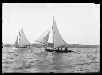 POSSIBLY 16-foot skiff  on Sydney Harbour and coach house yacht , inscribed 1547