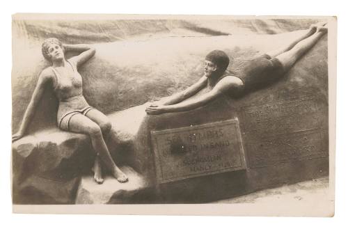 Sea Nymphs modelled in sand by John Suchomlin, Manly, 1929