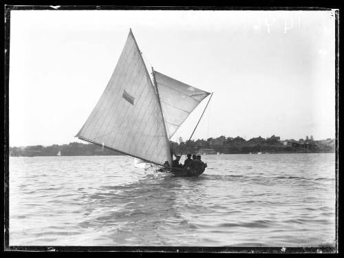 Gaff-rigged Skiff on Sydney Harbour, inscribed 1476