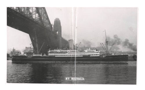 MV WESTRALIA passing under the Sydney Harbour Bridge