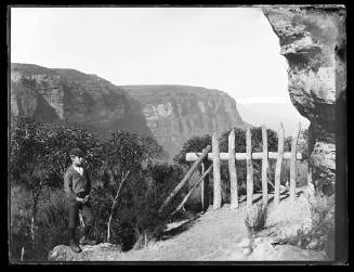 Portrait of a boy looking over the Blue Mountains, Katoomba, Sydney
