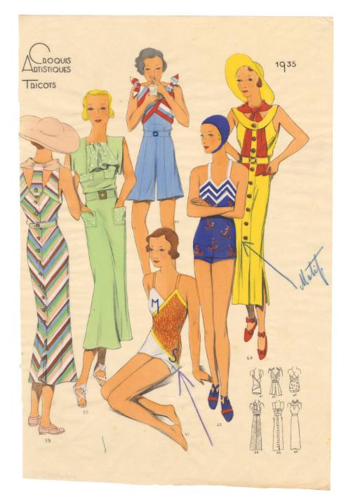 Hand coloured designs for female leisurewear and swimsuits